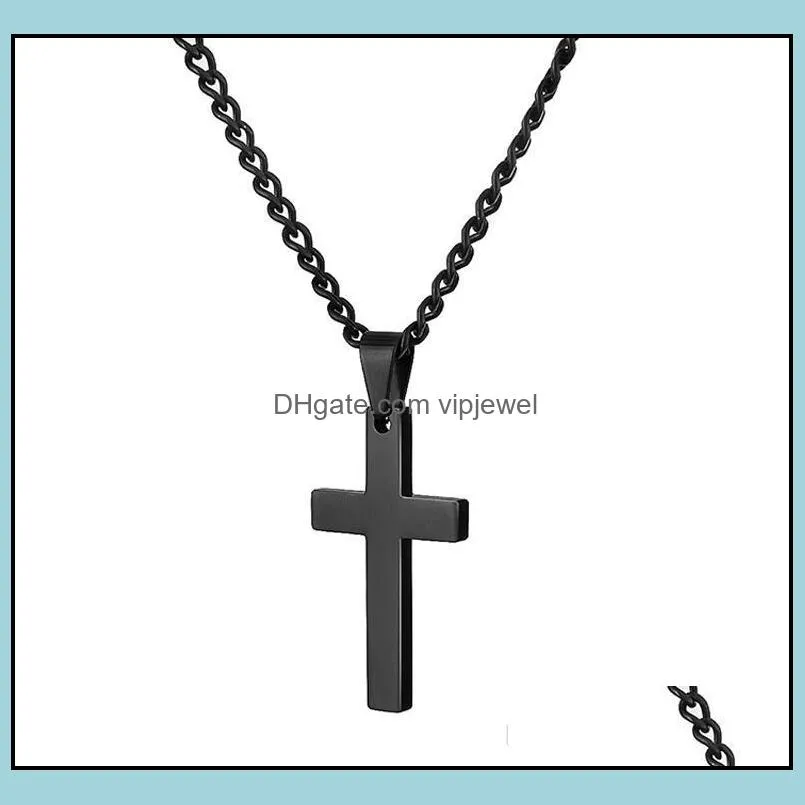 Mens Stainless Steel Cross Pendant Necklaces Men s Religion Faith crucifix Charm Titanium steel chain For women Fashion Jewelry Gift