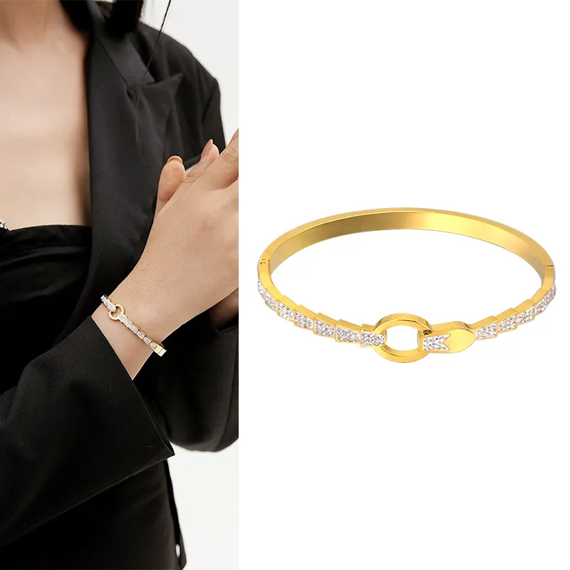 Klasyczne pełne bransoletki CZ Bransolety dla kobiet dziewczęta stali nierdzewna kryształowa bransoletka afrykańska biżuteria Dubai mankiet bransoletka świąteczna świąteczna Kryształowa para dziewczyna ręka