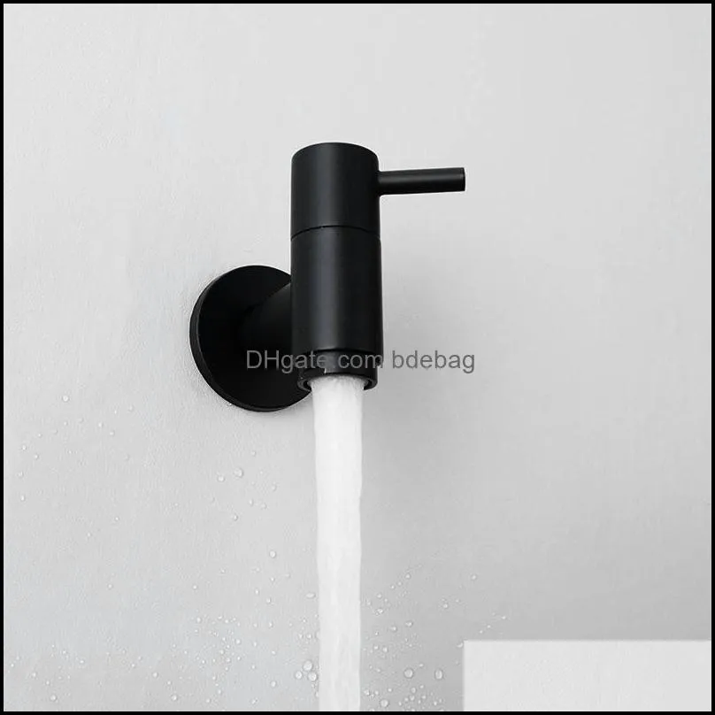 Black/Chrome Wall Mounted Washing Machine Tap Mop Pool Tap Garden Outdoor Bathroom Water Faucet