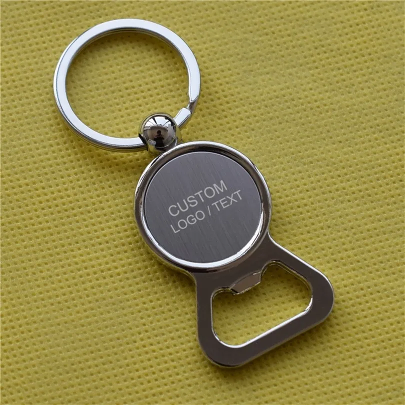 50x Personlig flasköppnare Keychain Corporate Present PREMOTION TILLSAKT Anpassad metall Key Chain Bottle Opener Gratis gravering 201201