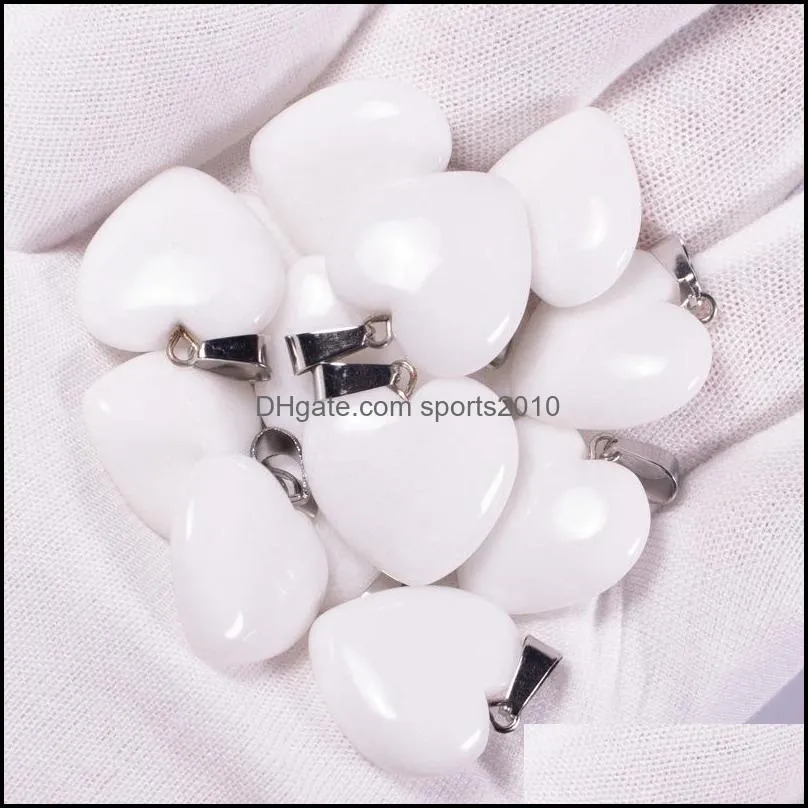 natural crystal opal rose quartz tiger`s eye stone charms heart pendant for diy earrings necklace jewelry making 20mm sports2010