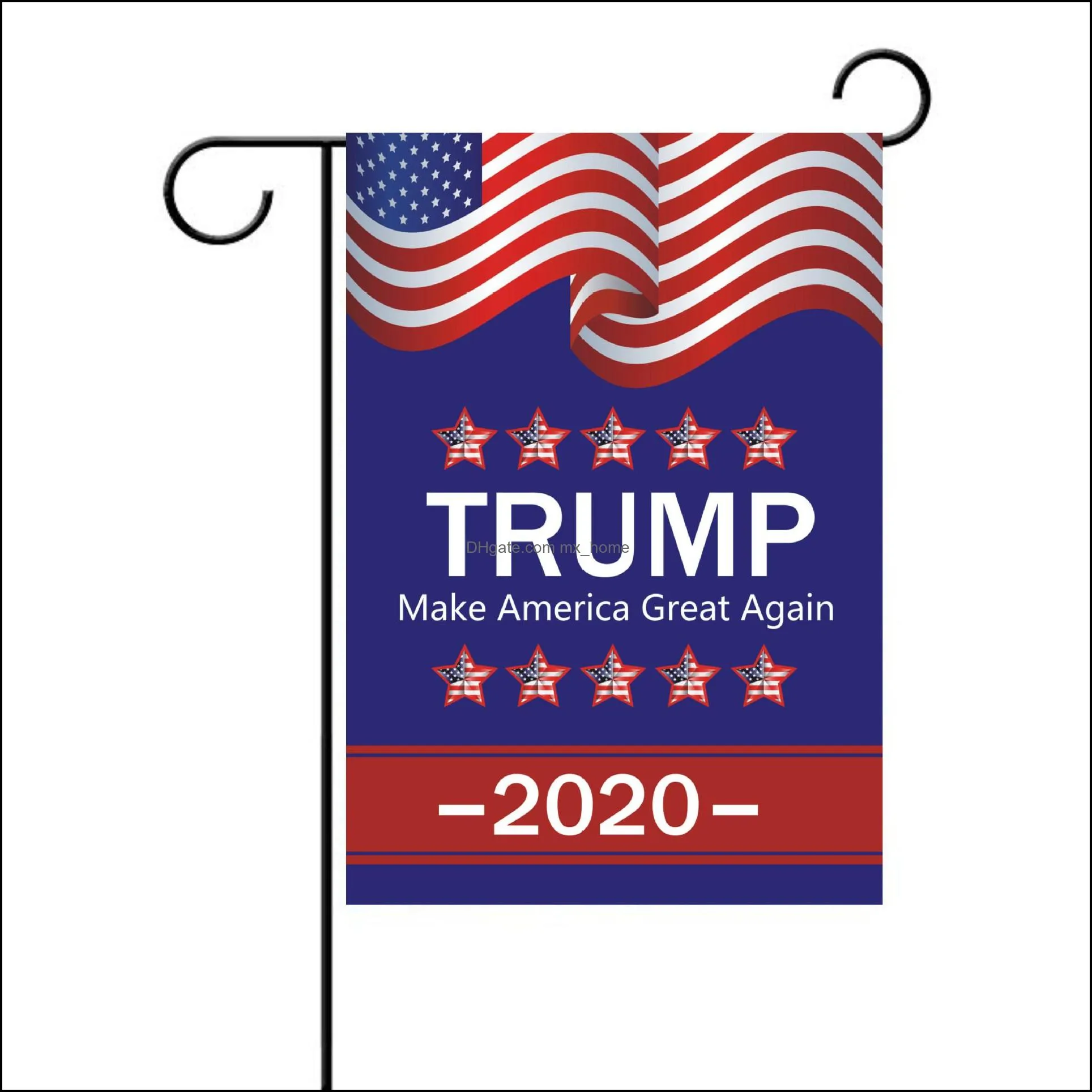 Trump Garden Flags 30 x 45cm Outdoor Decorate USA President General Election Banner 2020 Trump Flag Pennant Banner HHA382