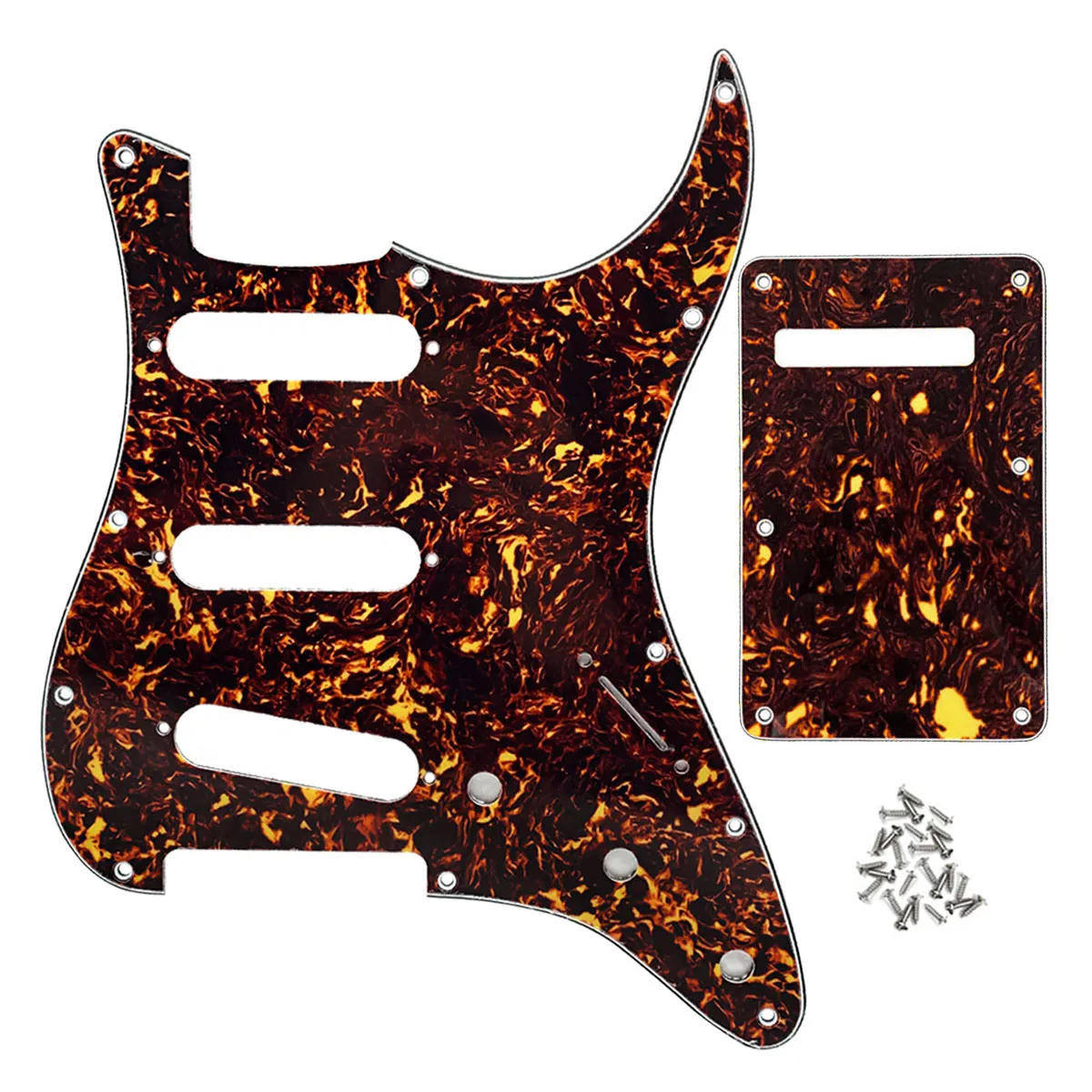 Brown Tortoise Guitar Pickguard SSS Back Plate Screws for Guitar Accessories