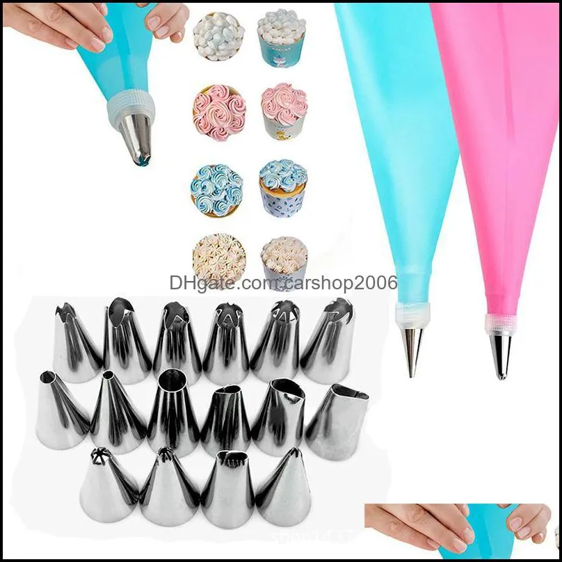 baking & pastry tools silicone icing piping cream bag 24pcs nozzles set reusable accessories kitchen gadgets diy cake decorating
