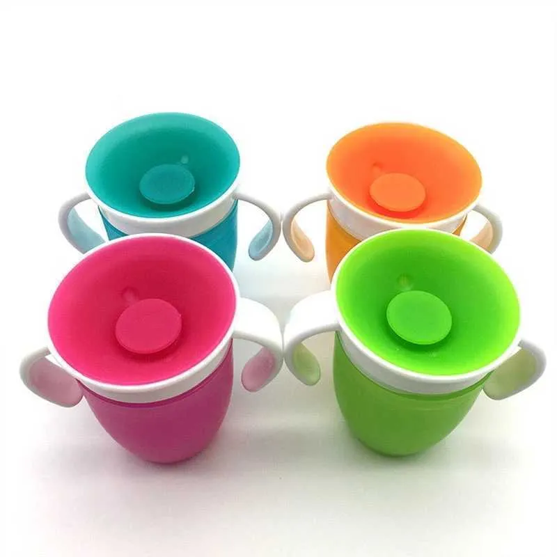 Mugs Reversible Magic Cup Baby Learning Drinking Cups Leak-proof Children's Cupes Bottle 240ml Copos Learning sea freight Inventory 200pcs DAF468