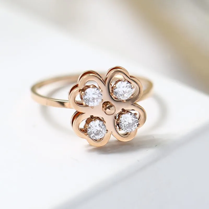Cluster Rings 2022 Fashion Swiveling Flower Rose Gold Color Woman Gift Party Titanium Steel Jewelry Top Quality Not FadeCluster ClusterClust