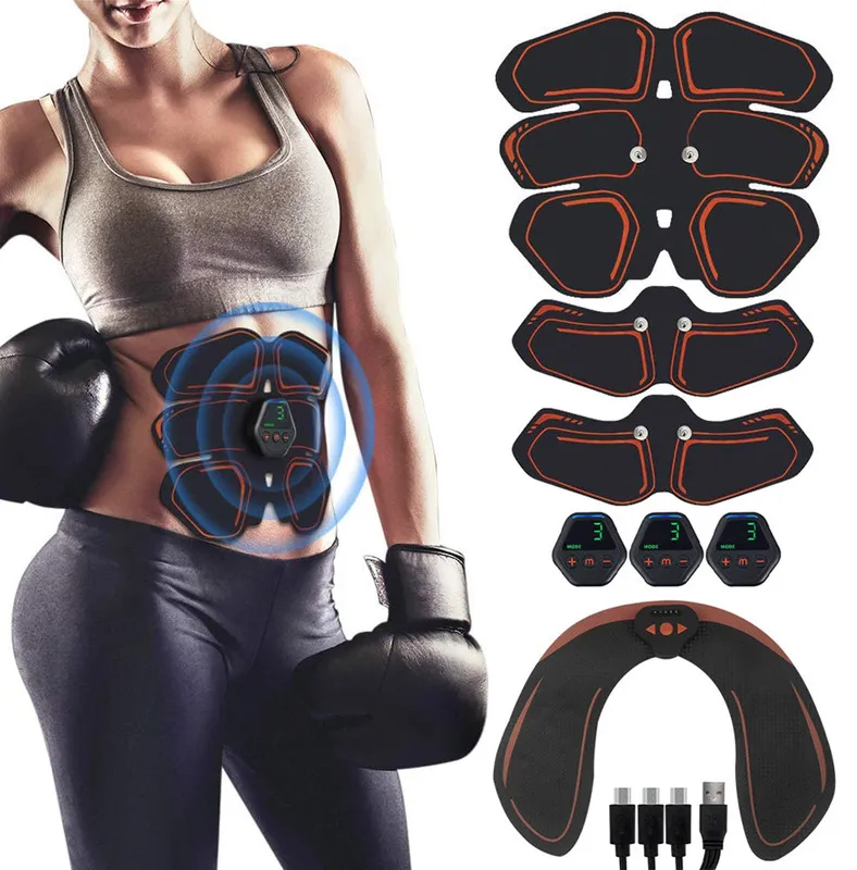 Drop EMS Stimulateur musculaire abdominal Entraîneur de hanche Toner USB Abs Fitness Équipement d'entraînement Machine Home Gym Corps Minceur ABS 220408