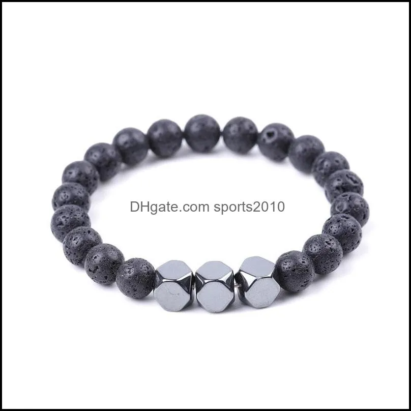 8mm lava stone hematite bead strand bracelet diy essential oil diffuser friend couples bracelets for women men jewelr sports2010