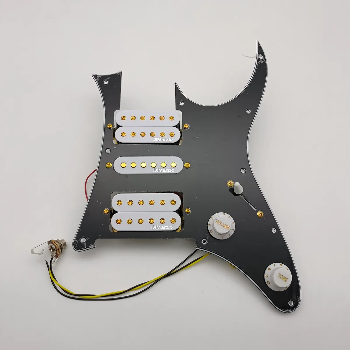 Upgrade Loaded HSH Pickguard White Humbucker Dimarzio Alnico Pickups Welding Harness For Ibanez RG Guitar