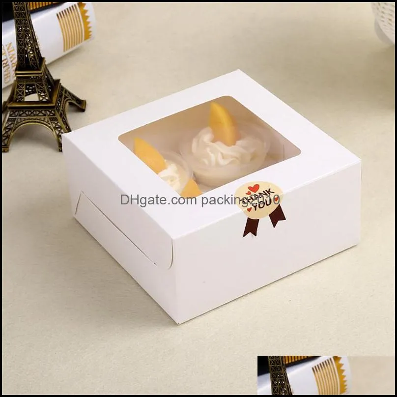 Cupcake Boxes Empty Clear Window Creative Kraft Brown & White Muffin Packaging Box DHL Fedex Fast Shipping