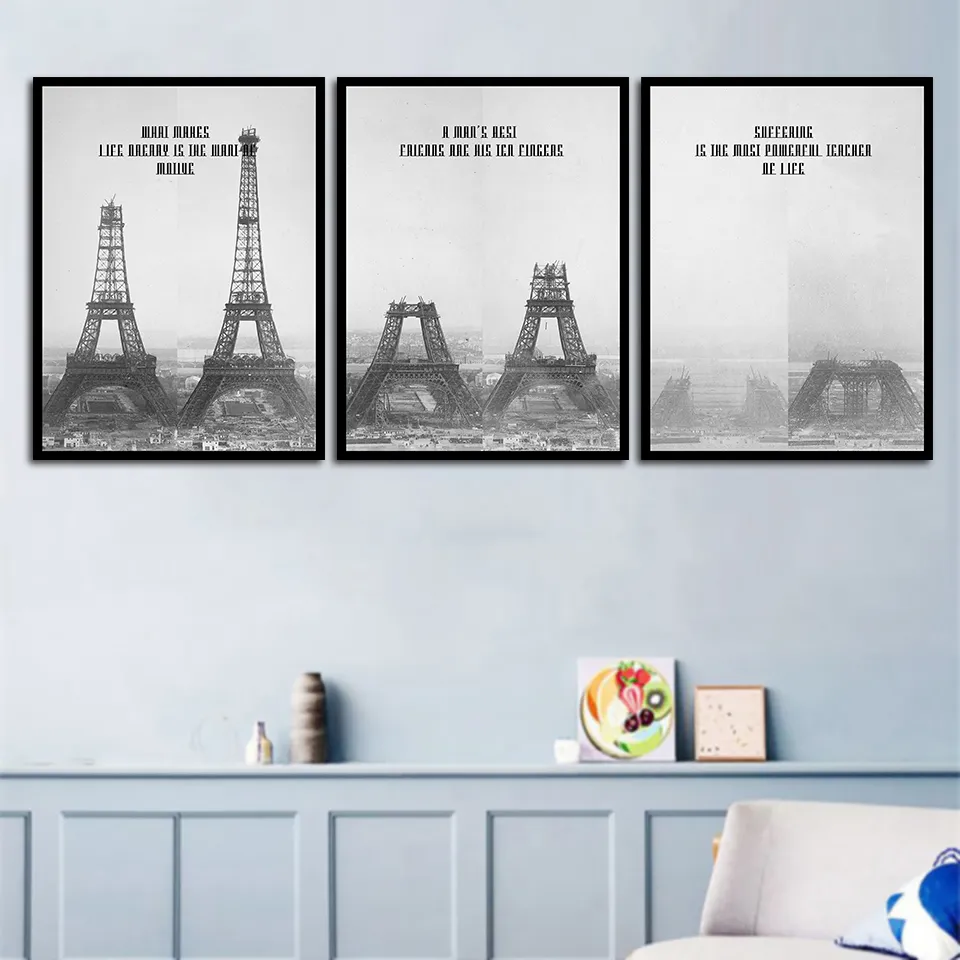 3 PCS Kit Vintage Tower in Paris Canvas schilderen Moderne thuisdecoratie woonkamer slaapkamer muurdecoratie foto