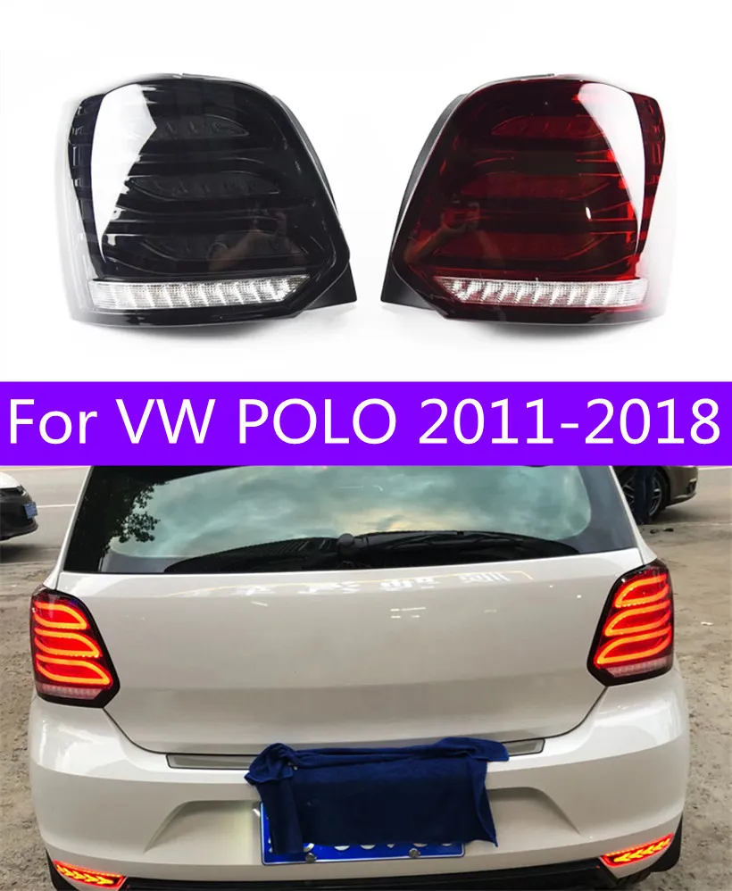 Bilstyling baklampan för VW Polo 2011-20 18 Sakljus Benz Typ LED-lampan Dynamisk svängsignal Reversing Lights