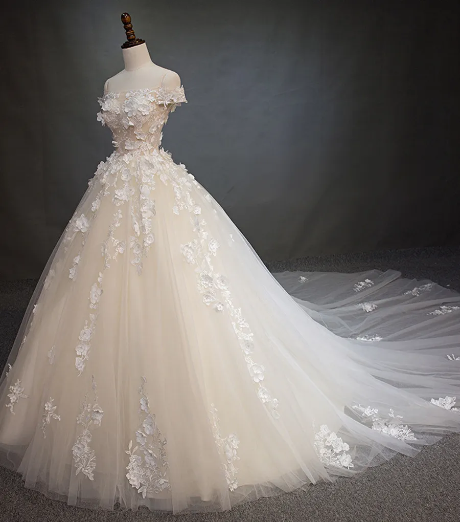 Yeni A-Line Gelinlik Gelin Tek Omuzlu Uzun Kollu Sonay Tutu Etek Beyaz Dantel Uzun Evli Dress Vestido De Novia Plus Boyut