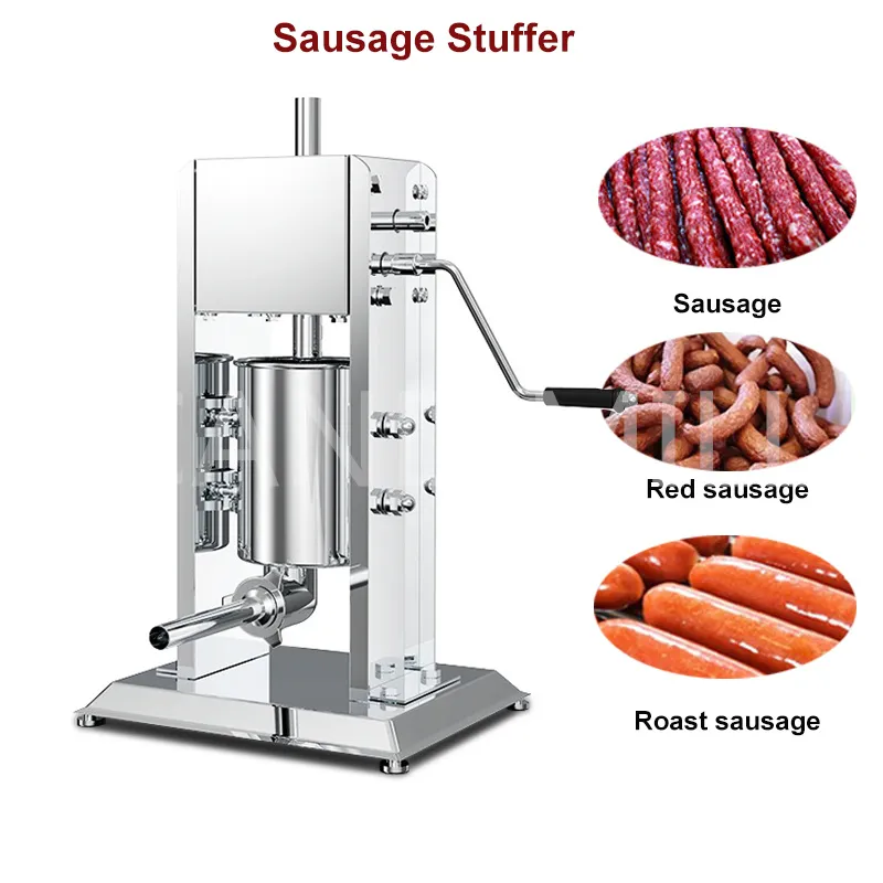 3L Manual Vertical Sausage Filling Machine Salami Filler Spanish Churros Maker Stainless Steel Sausage Stuffer Kitchen