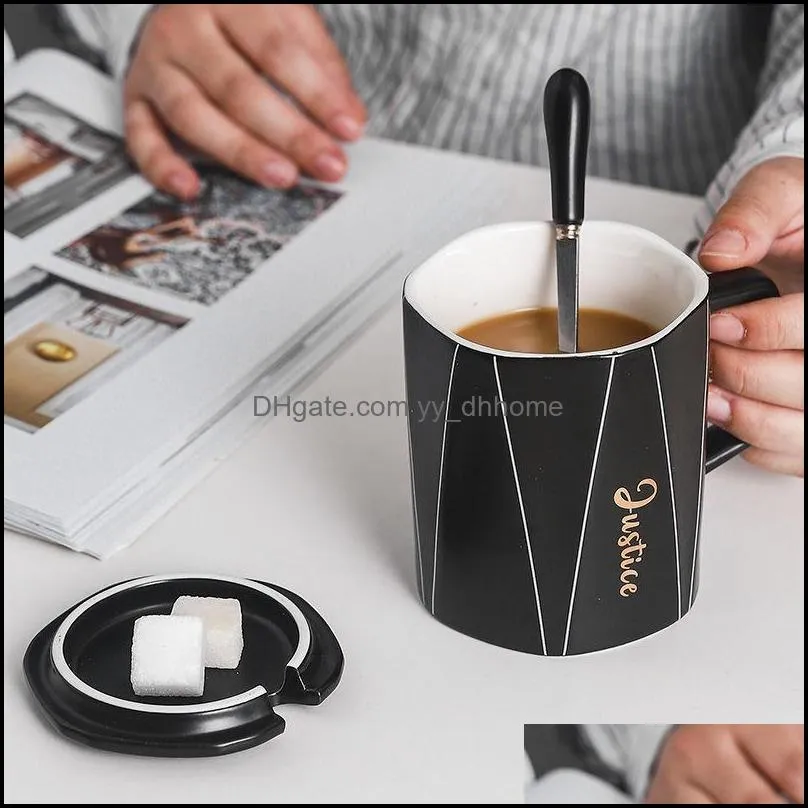 mugs nordic minimalist geometric cup black and white mug ceramic water large capacity breakfast milk student drinking