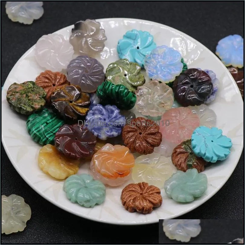 20mm carved flowers loose beads stone natural rose quartz turquoise stone naked stones diy jewelry sports2010