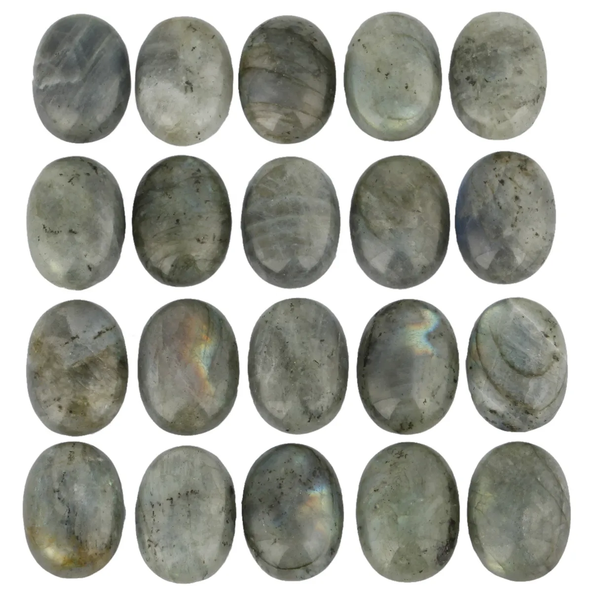 Naturlig Labradorit Oval Flat Back Gemstone Cabochons Healing Chakra Crystal Stone Bead Cab Cover Inget hål för smycken hantverk
