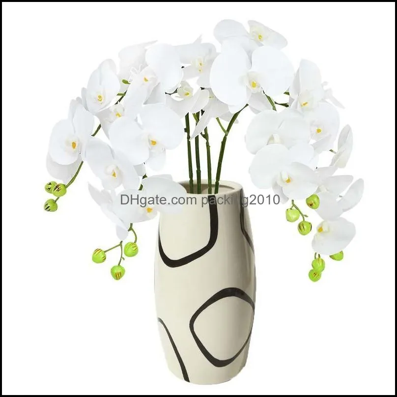 Decorative Flowers & Wreaths 100cm Butterfly Orchid Branch Pink White PU Phalaenopsis Artificial Wedding Centerpieces For Home Living Room