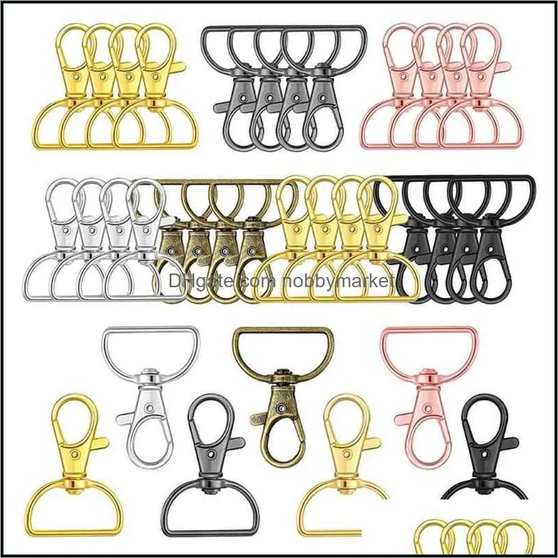 D Rings Lobster Claw Clasp 35 Pieces Swivel Keychain Pendant Push Gate Snap Hook Durable Alloy Jewelry Craft for Jeans