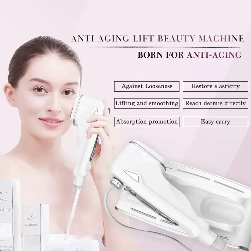 Högintensiv fokuserad ultraljud HIFU Face Lift Wrinkle Removal Anti Aging Skin Drawing Beauty Equipment Hem Använd smart Helloskin Machine