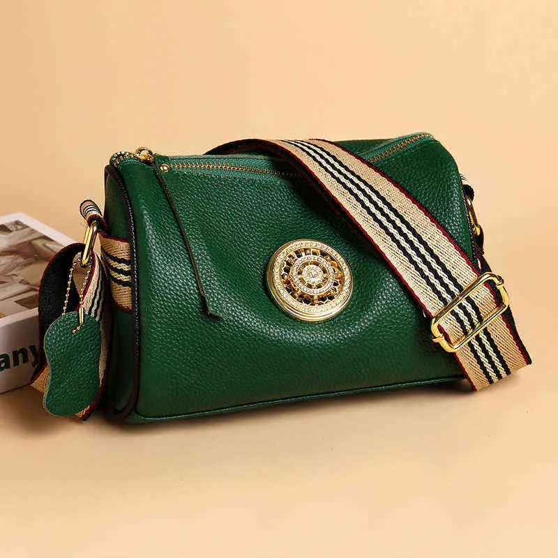Fashion Trend Genuine Leather Crossbody Bag Casual Black Shoulder Tote ...