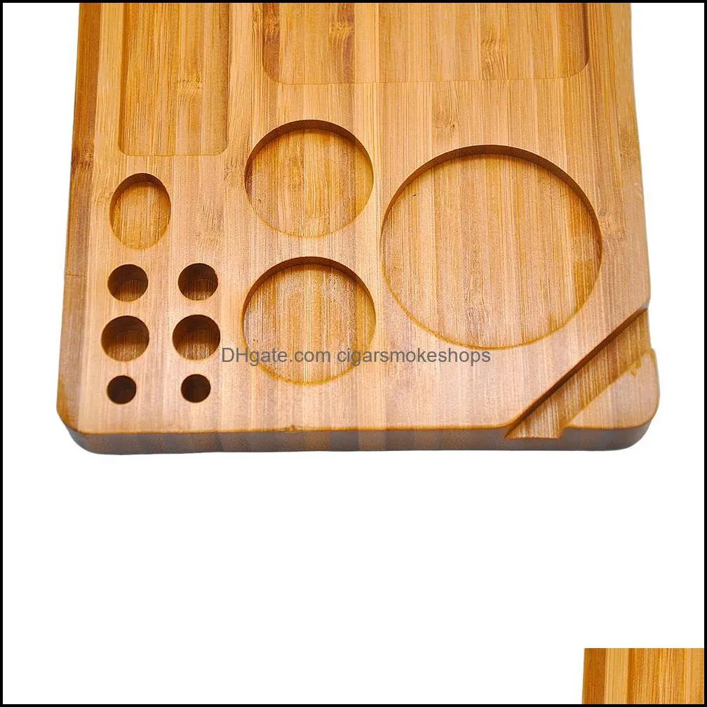 Bamboo Multifunctional Tobacco Rolling Tray Roll Paper Trays Smoking Herb Grinder Storage Case By DIY