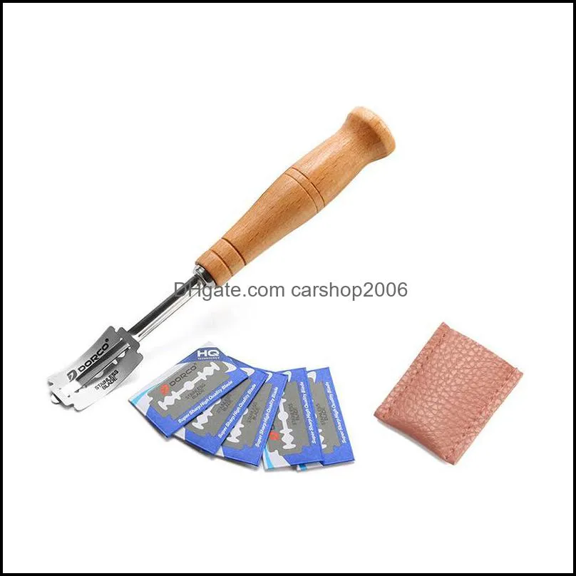 baking & pastry tools plastic/wooden bread lame bakery scraper knife/slicer/cutter dough breads scoring with blades and cover 376