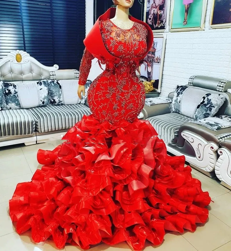 Ladies red evening clearance dresses