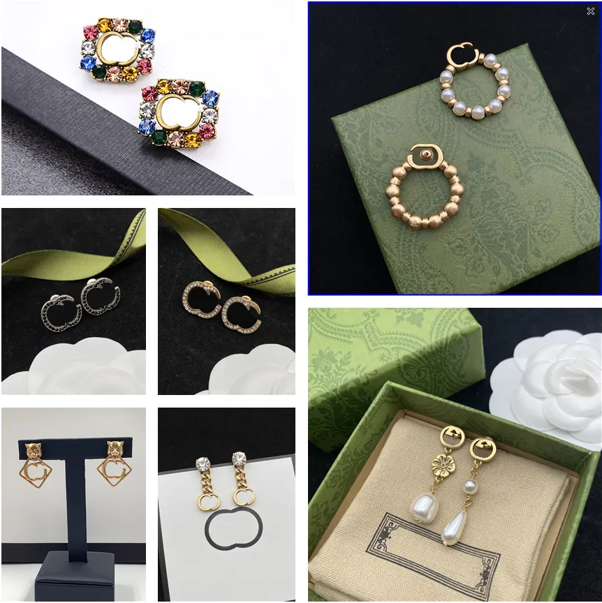 Designer Womens Earring Luxury Jewelry Double Letter Earrings Fashion Gold Hoop Earrings For Lady Women Party Wedding Lovers Gift Wholesale