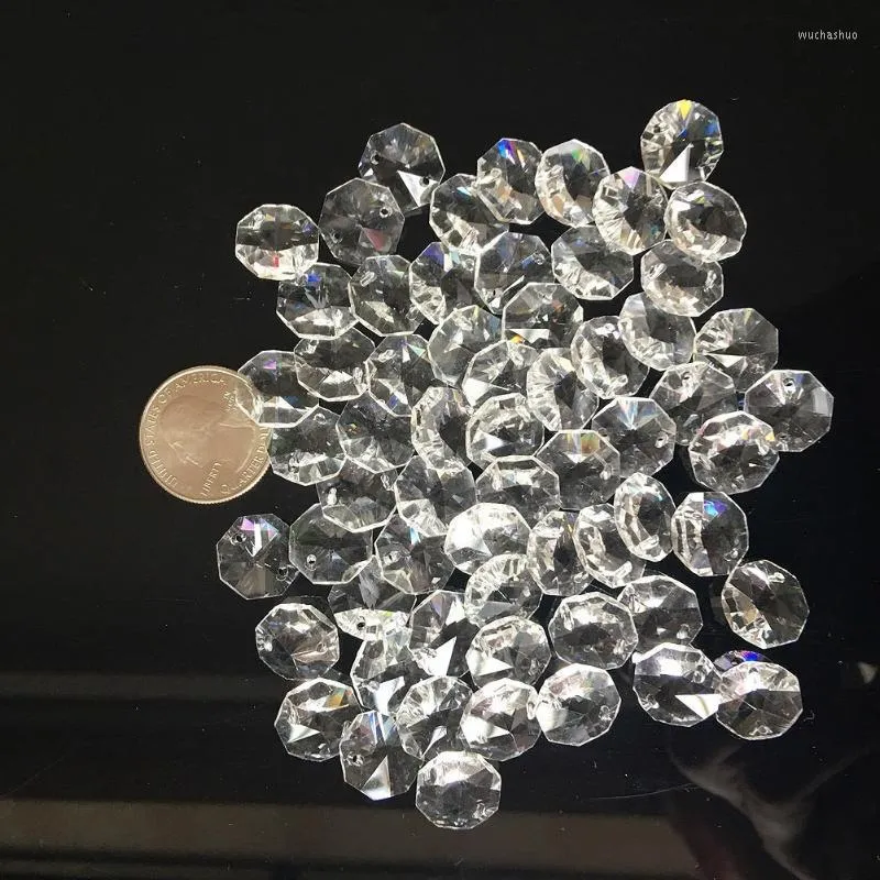 Ljuskrona Crystal 20st 14mm 2 håls klar åttkantig glaspärllampa prisma diy distansfacetedchandelier