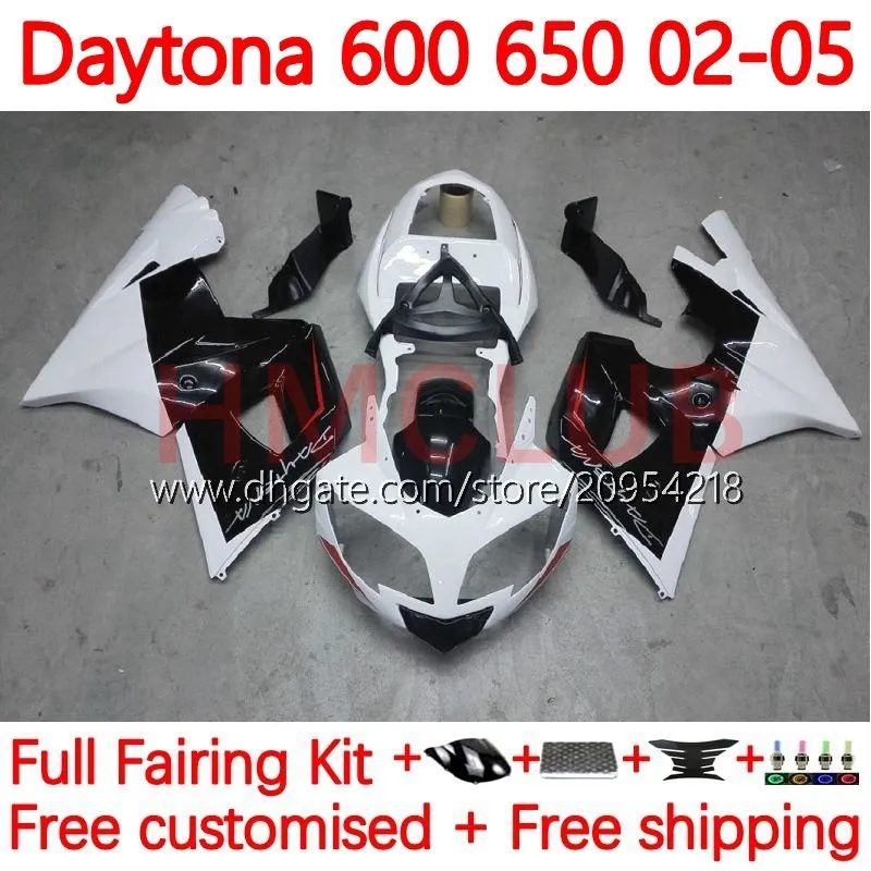 Daytona600 Daytona650のオートバイボディ02-05ボディワーク148NO.27カウリングデイトナ650 600 CC 02 03 04 05 Daytona 600 2002 2004 2005 ABSフェアリングキットホワイトブラック