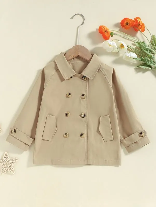 Maluch Chłopcy Raglan Sleeve Double Breasted Trench Coat Ona