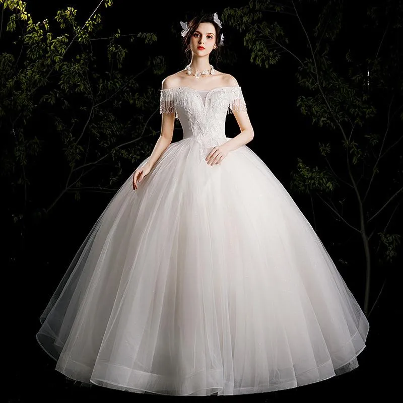 Altri abiti da sposa Abito con scollo a barca con perline di lusso Bellissimo abito da ballo principessa in pizzo Plus Size Custom Made 2022 Abiti da sposa