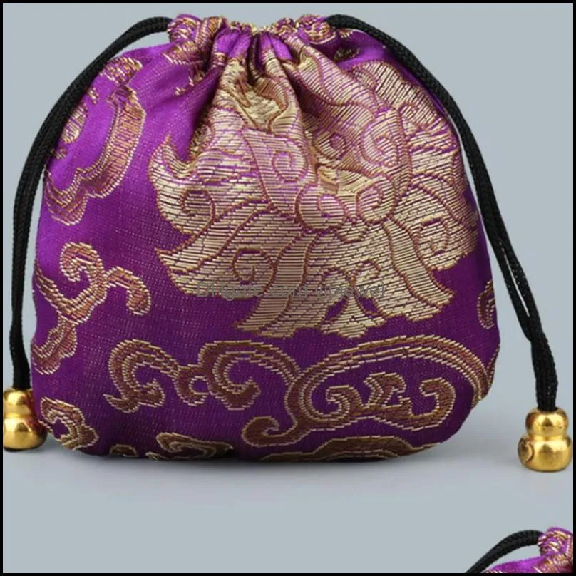 small silk jewelry pouch storage bag chinese fabric drawstring gift packaging coin pocket for women men kids