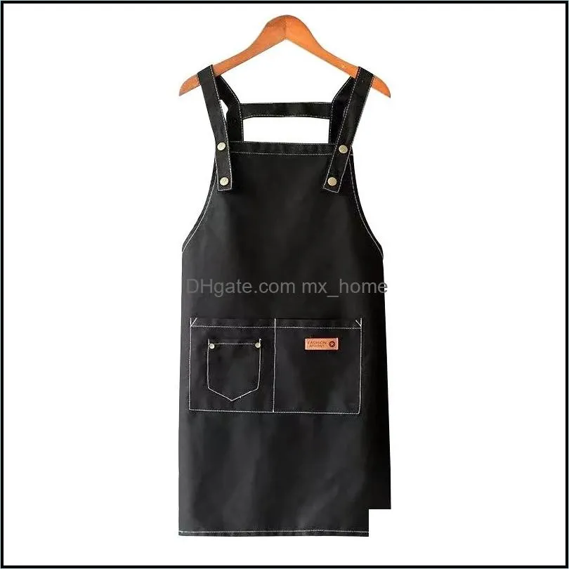 women`s kitchen canvas apron coffee shop waiter household baking accessories solid color sleeveless apron 70*70cm pab15115