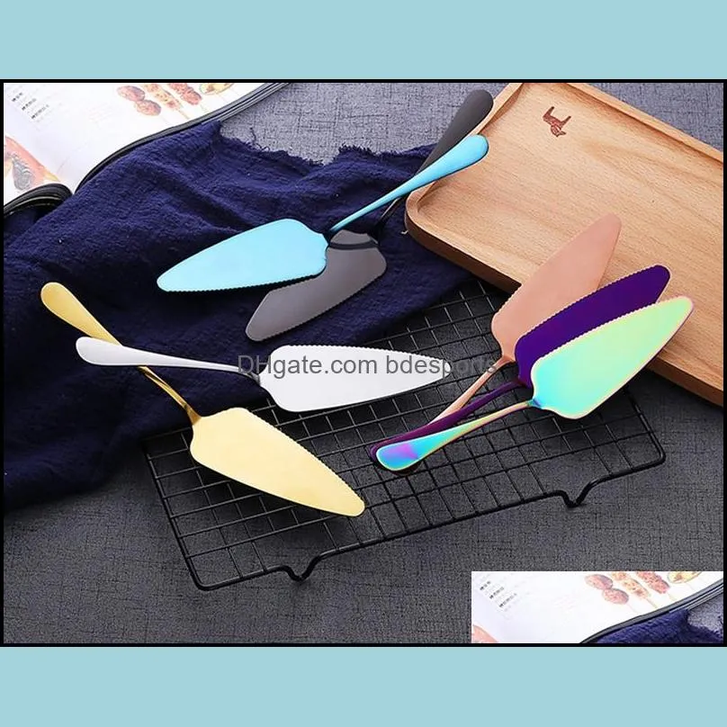 High Quality Colorful Stainless Steel Cake Shovel With Serrated Edge Server Blade Cutter Pie Pizza Shovel Cake Spatula Baking Tools