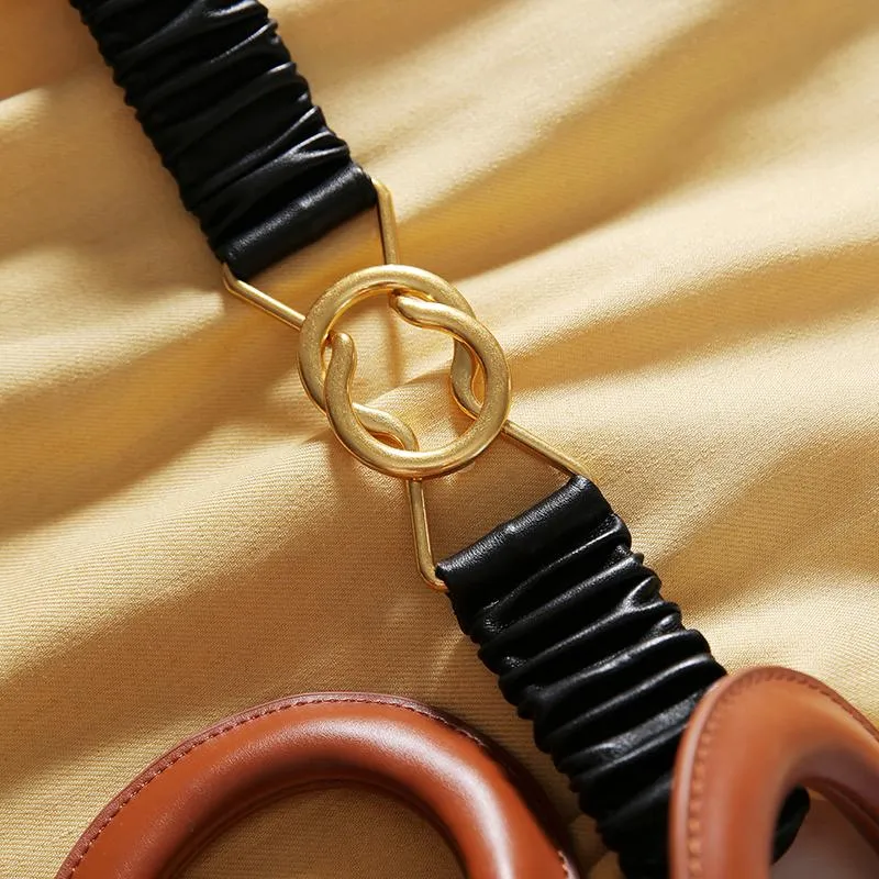 Cinture per donna Luxury Designer Brand Fashion Cintura larga Cintura elastica in pelle di montone nappa morbida Cinture in pelle nera