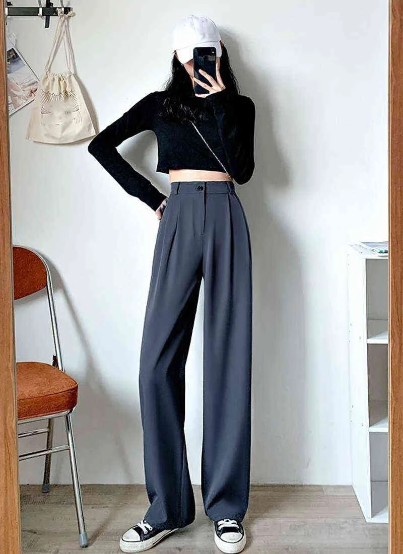 Elegant Woman Dress Pants Korean Fashion Streetwear Women's Summer Suit  Wide Black at Amazon Women's Clothing store