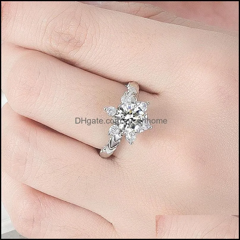 christmas romantic snowflake love ring open love ring arm platinum plated flower proposal rin yydhhome