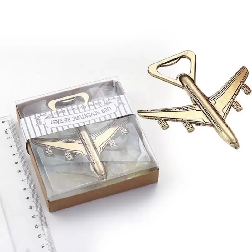 Flygplanflasköppnare 2 Styles Plane Planformed Beer Opener för bröllopsgästernas fördelar presentgivning