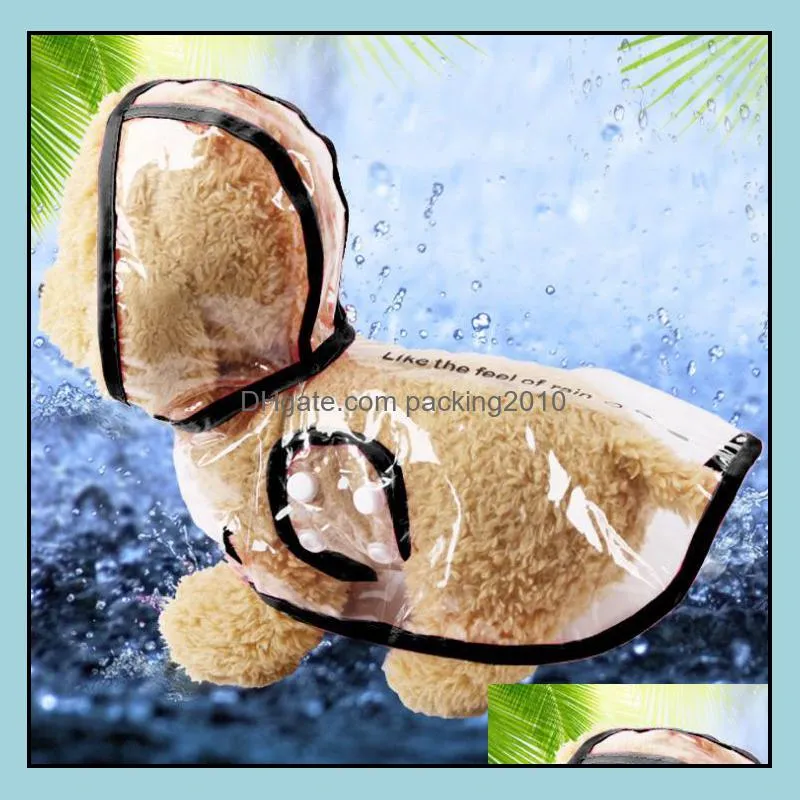 pet dog puppy transparent rainwear raincoat pet hooded waterproof dogs transparent jacket clothes poncho s-xxl sn3636