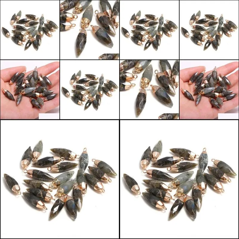 charms natural stone pendants reiki heal cone shape flash labradorite pendulum crystal for jewelry making necklace earringscharms