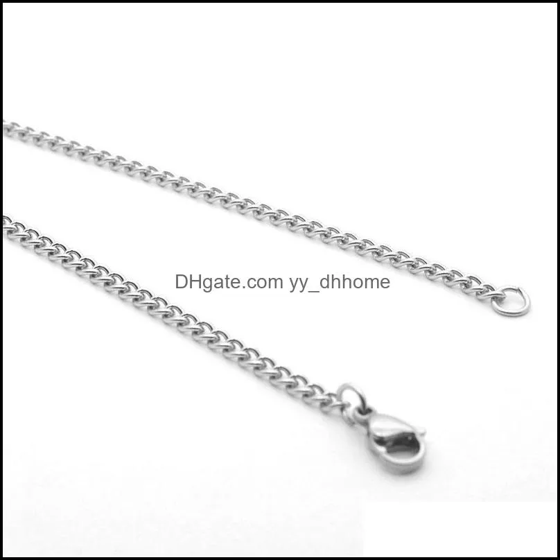 2.2mm 3mm 3.5mm silver plated stainless steel link chains women men chokers for hip hop pendant necklaces jewelry