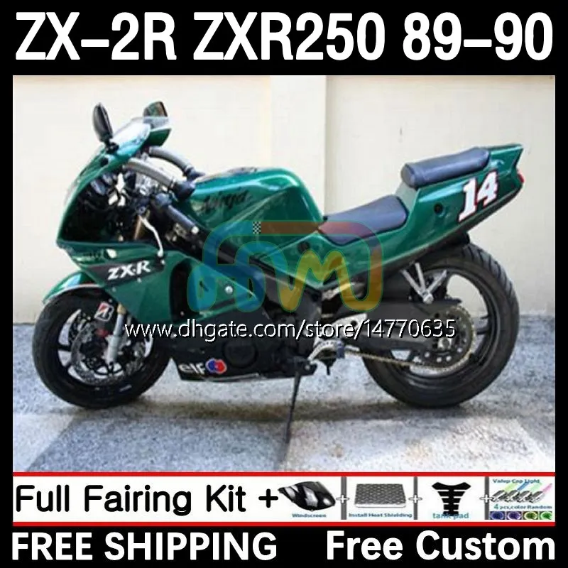 Motorcycle Body For KAWASAKI NINJA ZX2R ZXR250 ZX 2R 2 R R250 ZXR 250 89-98 Bodywork 8DH.81 ZX2 R ZX-2R ZXR-250 89 90 ZX-R250 1989 1990 Full Fairings Kit dark green