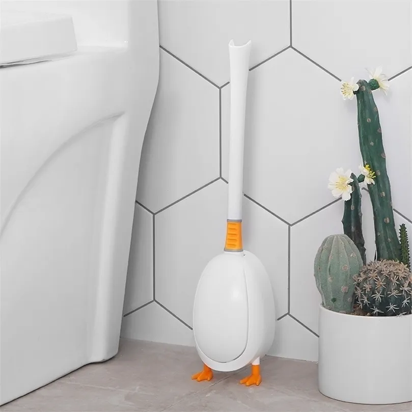 فرشاة المرحاض السيليكون مجموعة لطيفة غوص البط ، طابق طويل الأمد الحمام معالجة عميقة التنظيف TPR 220815