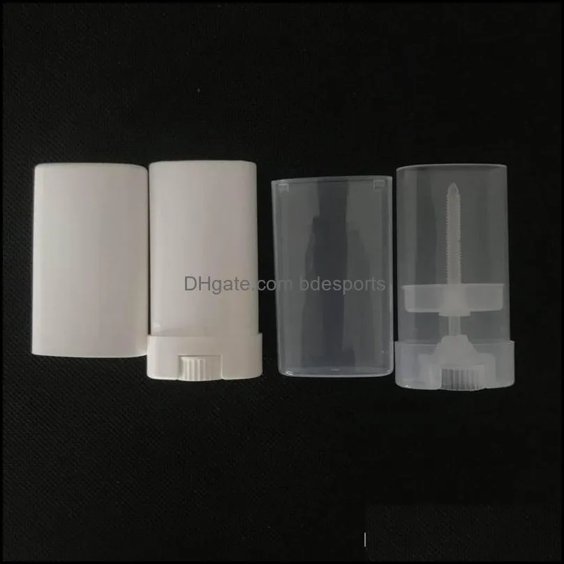 1200pcs/lot 15ml(15g) Portable DIY Plastic Empty Oval Lip Balm Tubes Deodorant Containers Clear White Lipstick Fashion Cool Lip Tubes