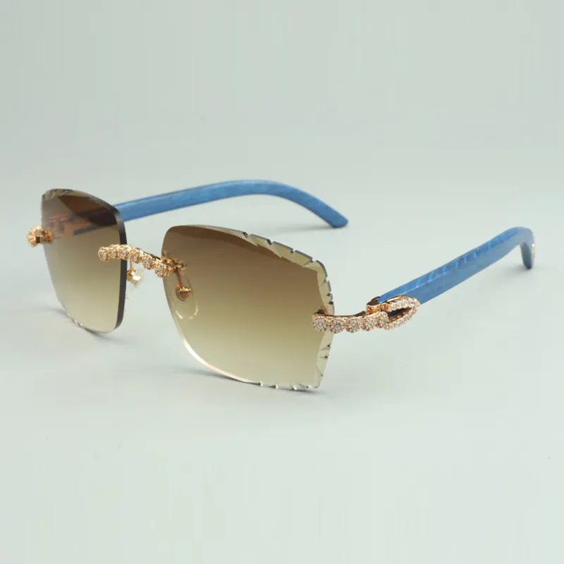 Lunettes de soleil Bouquet de diamants 3524014 avec pieds en bois bleu naturel et verres taillés de 58 mm