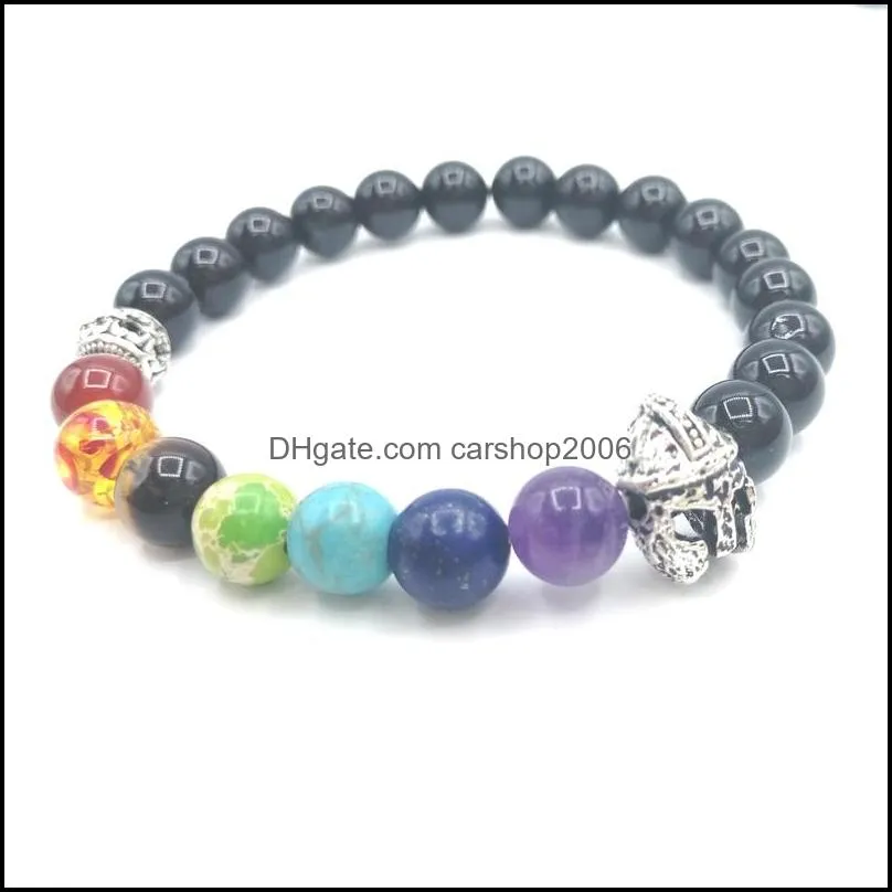 JLN Seven Chakra Buddha Head Bracelet Energy Yoga Gemstone With Buddha Head Power Beads Bracelet For Gift
