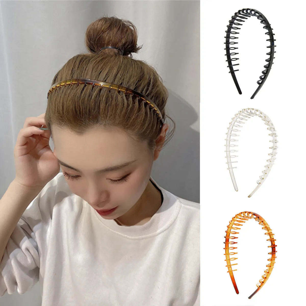 Men Women Unisex Hair Comb Zigzag Band Notched Headband Sport Headband Hairband Fashion Anti-slip Hairband For Face Washing