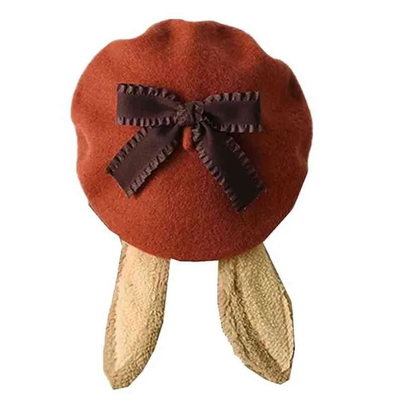 Bunny Beret Women Cute Lolita wełna berets francuski artysta styl ciepły zimowa czapka J220722